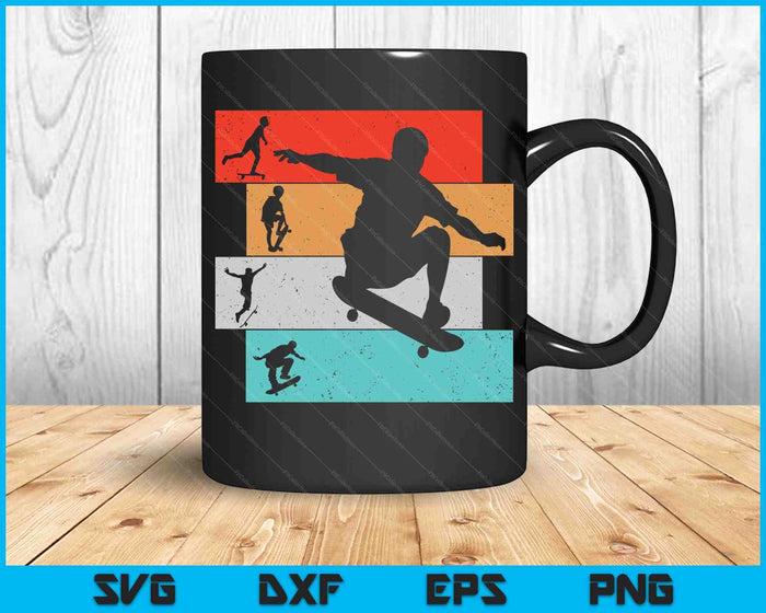 Skater Skateboarder Retro Skateboard Jongens Jeugd SVG PNG Digitale Snijbestanden