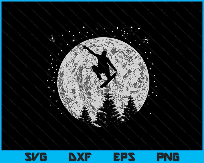 Skater Skateboarder Skateboard Moon Skateboarding Gift SVG PNG Digital Cutting Files