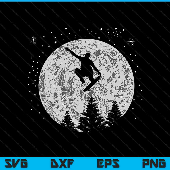 Skater skateboarder skateboard moon skateboarding SVG cut file