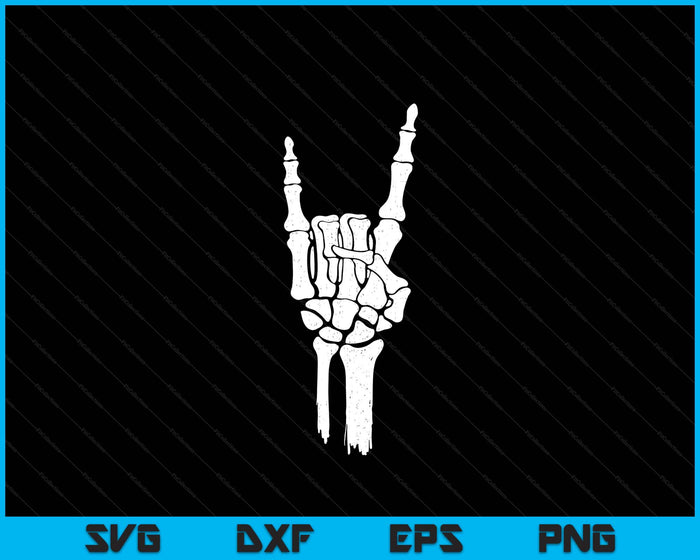 Skeleton Hand Devil Horns Rock Hand Gesture Tee SVG PNG Digital Printable Files