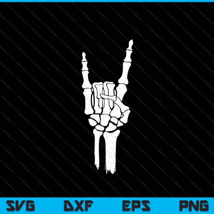 Skeleton Hand Devil Horns Rock Hand Gesture Tee SVG PNG Digital Printable Files