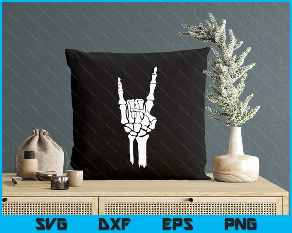 Skeleton Hand Devil Horns Rock Hand Gesture Tee SVG PNG Digital Printable Files