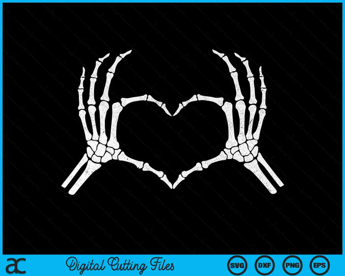 Skeleton Hand Heart Halloween Funny Bones Love SVG PNG Digital Cutting Files