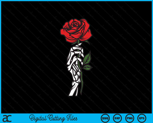 Skeleton Hand Holding A Red Rose SVG PNG Digital Cutting File