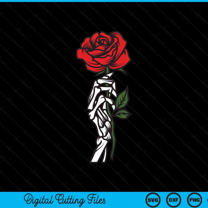 Skeleton Hand Holding A Red Rose SVG PNG Digital Cutting File