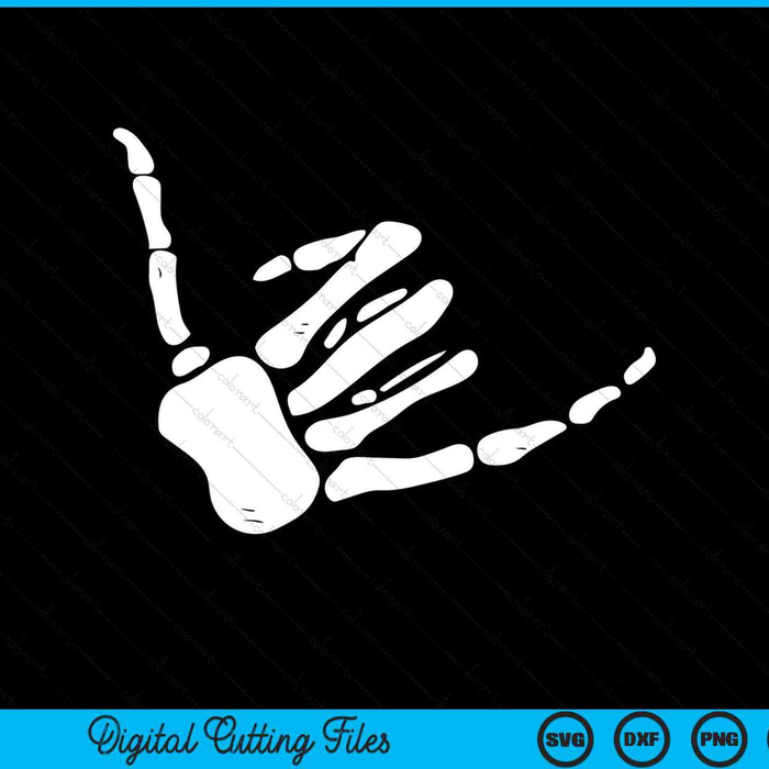 Skeleton Hand Shaka Sign Hang losse botten SVG PNG digitale snijbestanden