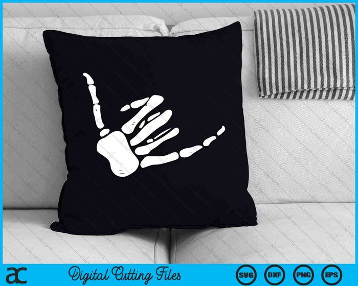 Skeleton Hand Shaka Sign Hang Loose Bones SVG PNG Digital Cutting Files