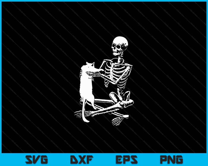 Skeleton Holding A Cat Shirt Lazy Halloween Costume Skull SVG PNG Digital Cutting File