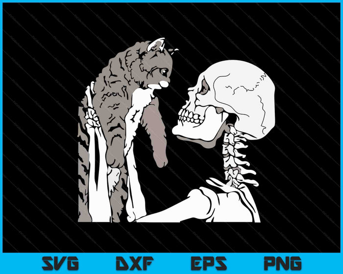 Skelet met een kat shirt Lui Halloween kostuum schedel SVG PNG digitaal snijden-bestand