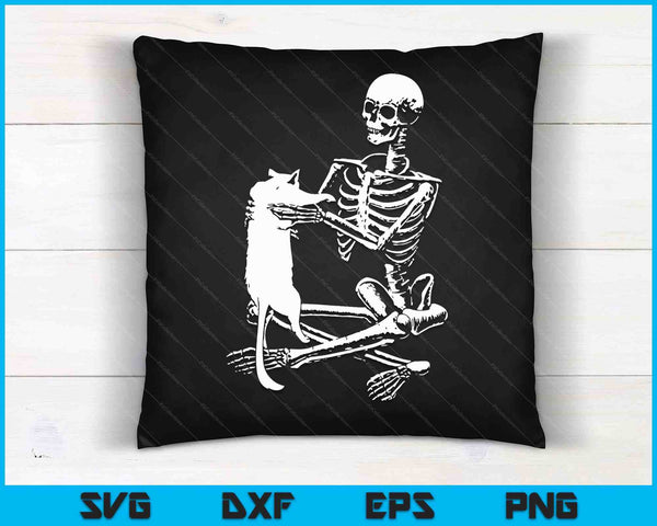Skelet met een kat shirt Lui Halloween kostuum schedel SVG PNG digitaal snijden-bestand