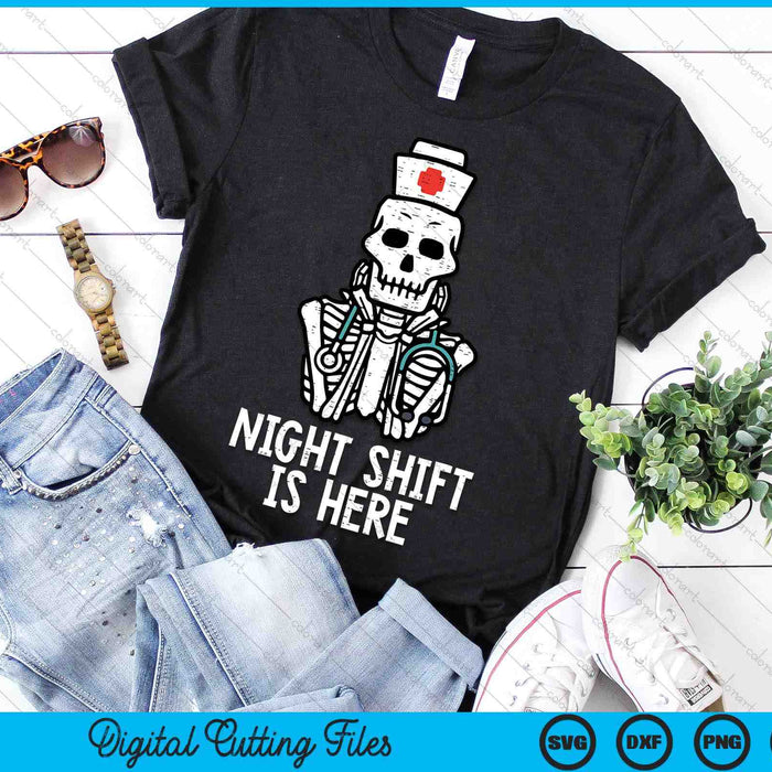 Skeleton Night Shift's Here Halloween Nurse Fall Scrub SVG PNG Digital Printable Files