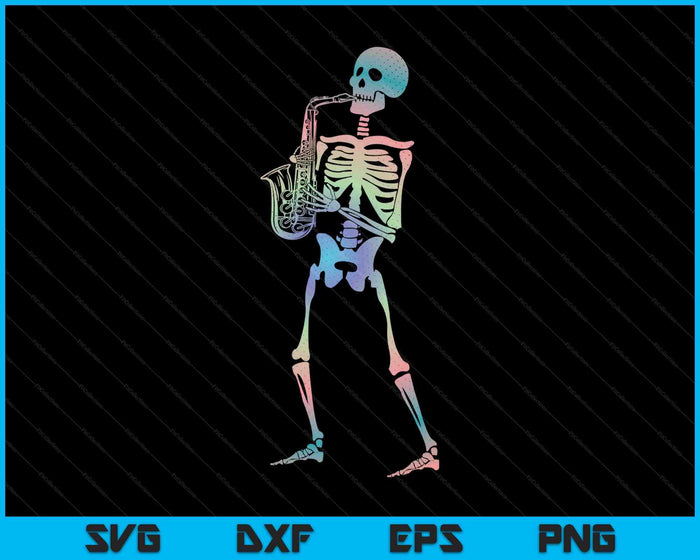 Skeleton Playing Saxophone Jazz Halloween Music Spooky Scary SVG PNG Digital Printable Files