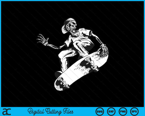 Esqueleto Skateboard Halloween Traje SVG PNG Archivos de corte digital