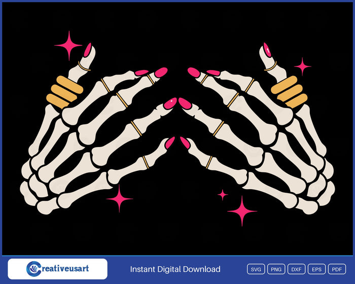 Skeleton Hands Boob Pink Nails Funny Halloween Women SVG - Skeleton hands boob