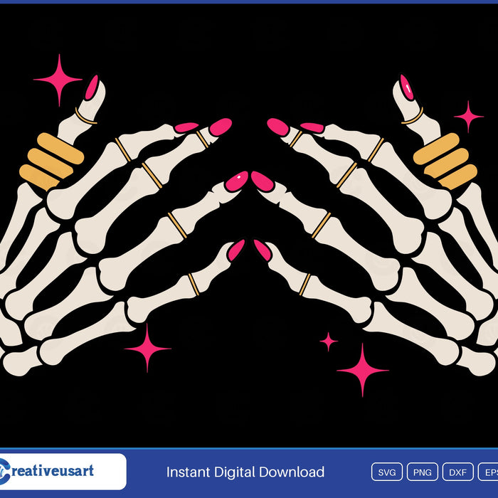 Skeleton Hands Boob Pink Nails Funny Halloween Women SVG - Skeleton hands boob