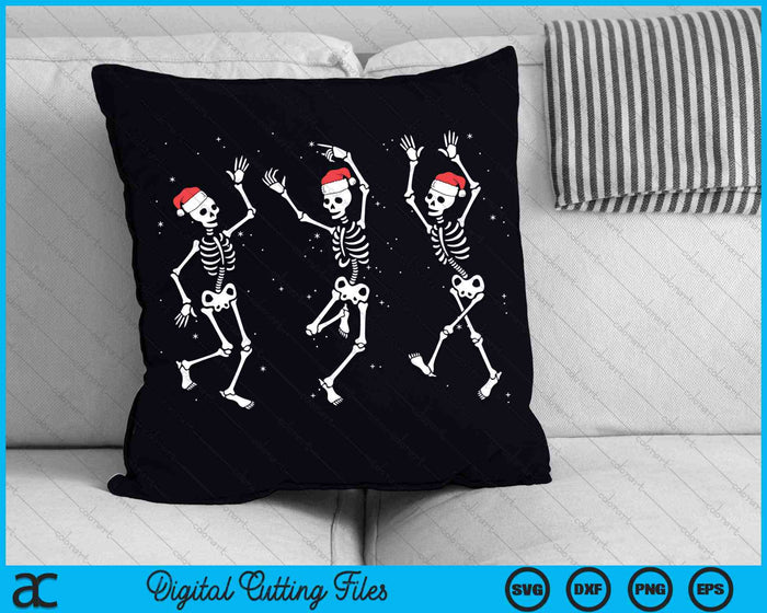 Skeletten dansen met kerstmutsen grappige kerst skelet SVG PNG digitale snijbestanden