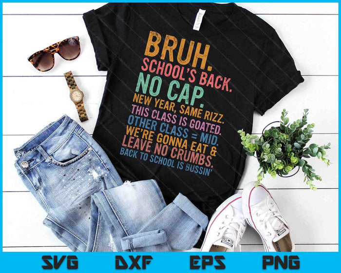 Skibidi Back To School’s Back No Cap Rizz Class Is Goated SVG PNG Digital Printable Files