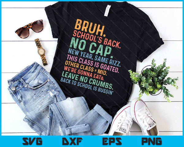 Skibidi Back To School’s Back No Cap Rizz Class Is Goated SVG PNG Digital Printable Files