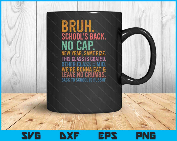 Skibidi Back To School’s Back No Cap Rizz Class Is Goated SVG PNG Digital Printable Files