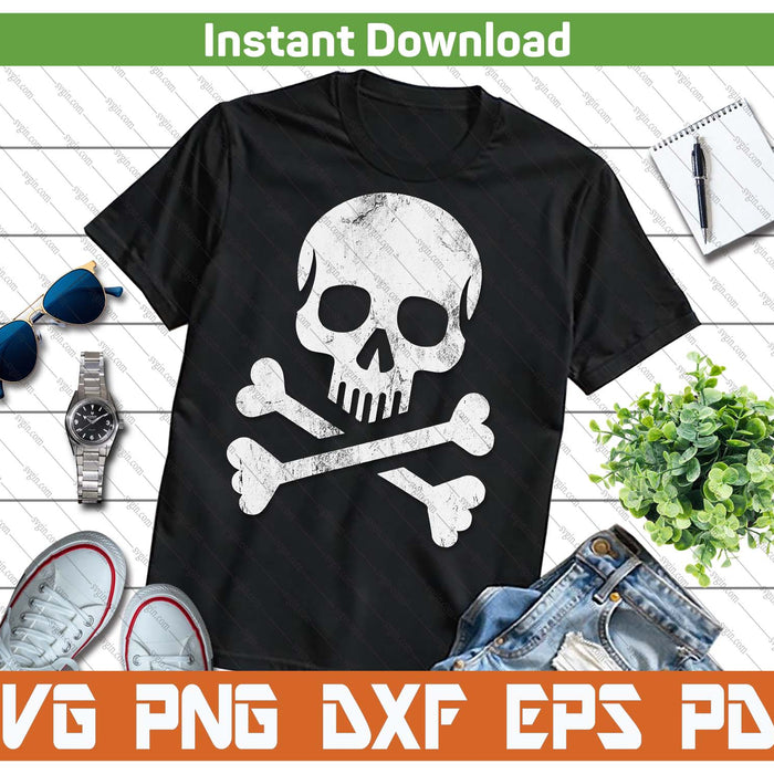 Jolly Roger Skull Crossbones Halloween SVG PNG Cutting Files