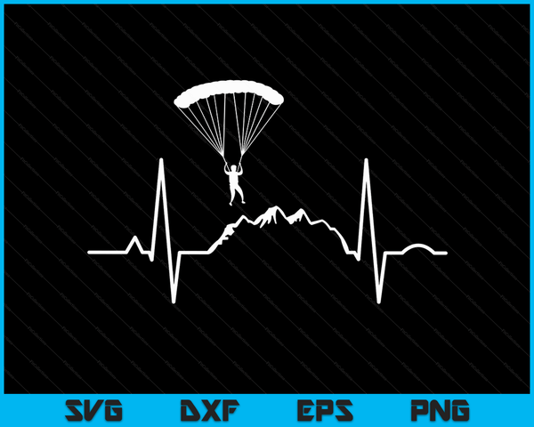 Skydive &amp; parachutespringen citaten Skydiver parachutist Heartbeat SVG PNG digitale snijbestanden
