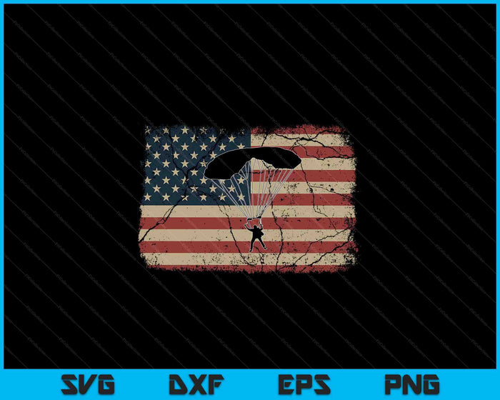 Skydiver America Flag Gift Parachutist Skydive Parachute SVG PNG Digital Cutting Files