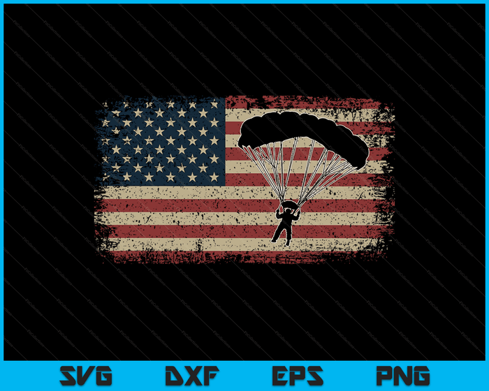 Skydiver America Flag Gift Parachutist Skydive Parachute SVG PNG Digital Cutting Files