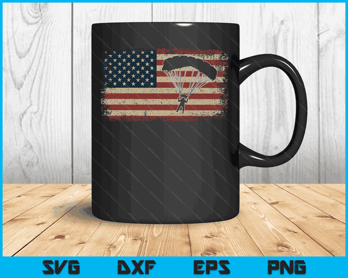 Skydiver America Flag Gift Parachutist Skydive Parachute SVG PNG Digital Cutting Files