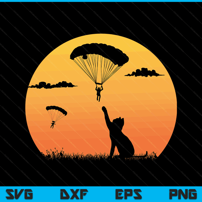 Skydiver with cat cool skydiving SVG cut file