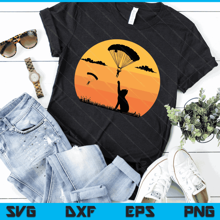Skydiver With Cat Cool Funny Skydiving SVG PNG Digital Cutting Files