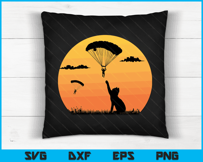 Skydiver With Cat Cool Funny Skydiving SVG PNG Digital Cutting Files