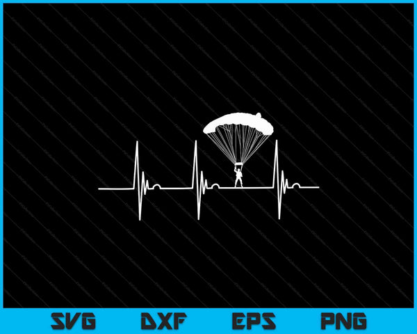 Parachutespringen Heartbeat Skydiver Skydive EKG Pulse Jump SVG PNG digitale snijbestanden