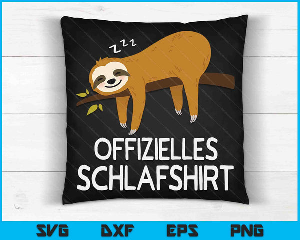 Sleep Shirt Pyjamas Nightdress Sloth Gift SVG PNG Digitale Schneidedateien