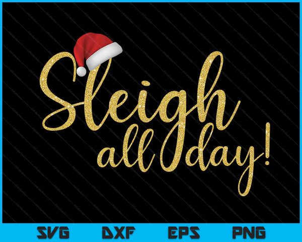 Slee de hele dag! Grappige kerst zeggen Retro Vintage SVG PNG digitale snijbestanden