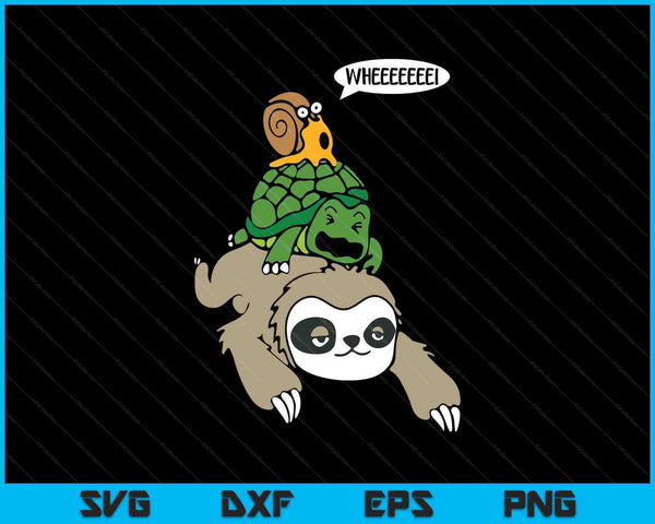 Sloth turtle snail piggyback animal running wild SVG cut file