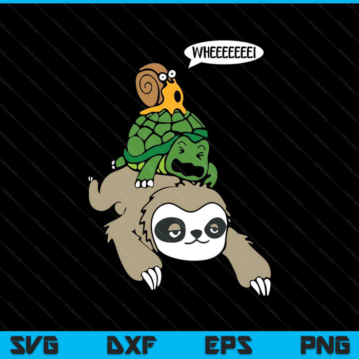 Sloth Turtle Snail Piggyback Animal Running Wild SVG PNG Digital Printable Files
