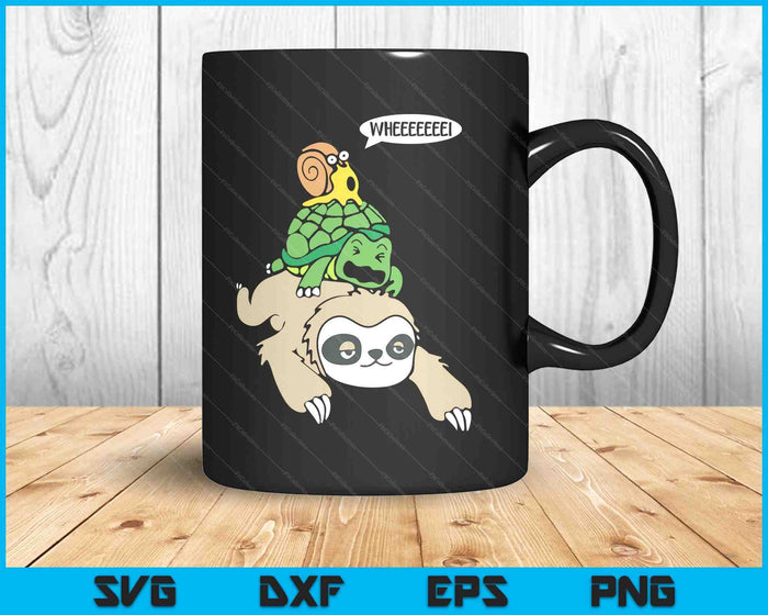 Sloth Turtle Snail Piggyback Animal Running Wild SVG PNG Digital Printable Files