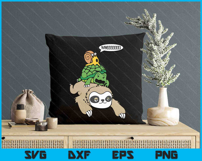 Sloth Turtle Snail Piggyback Animal Running Wild SVG PNG Digital Printable Files