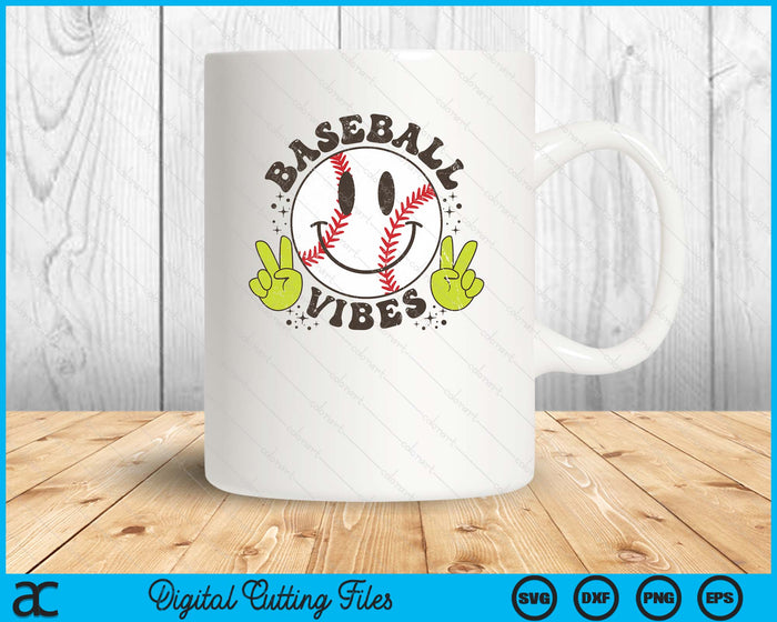 Smile Face Baseball Vibes Game Day Baseball Life SVG PNG Digital Printable Files