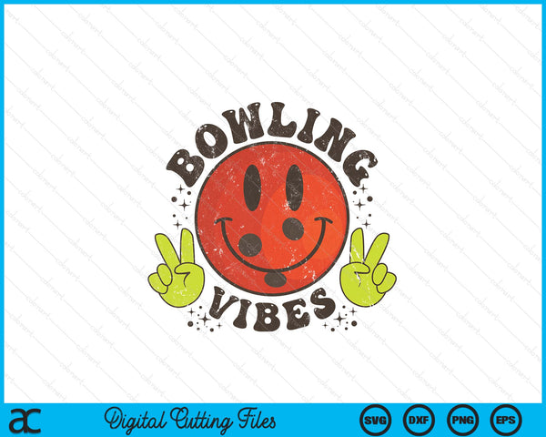 Smile face bowling vibes game day bowling life SVG cut file