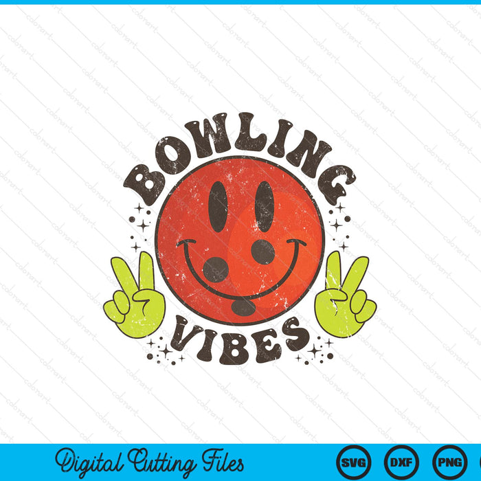 Smile Face Bowling Vibes Game Day Bowling Life SVG PNG Digital Printable Files