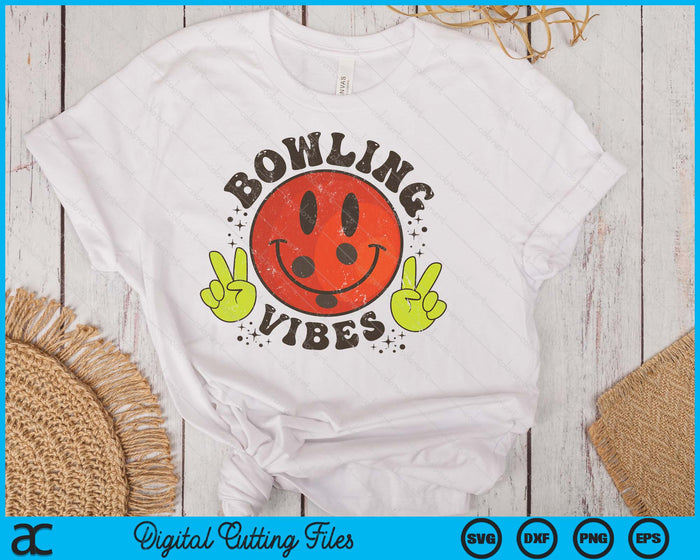 Smile Face Bowling Vibes Game Day Bowling Life SVG PNG Digital Printable Files