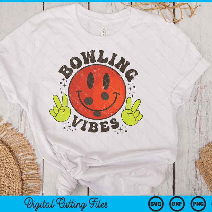 Smile Face Bowling Vibes Game Day Bowling Life SVG PNG Digital Printable Files