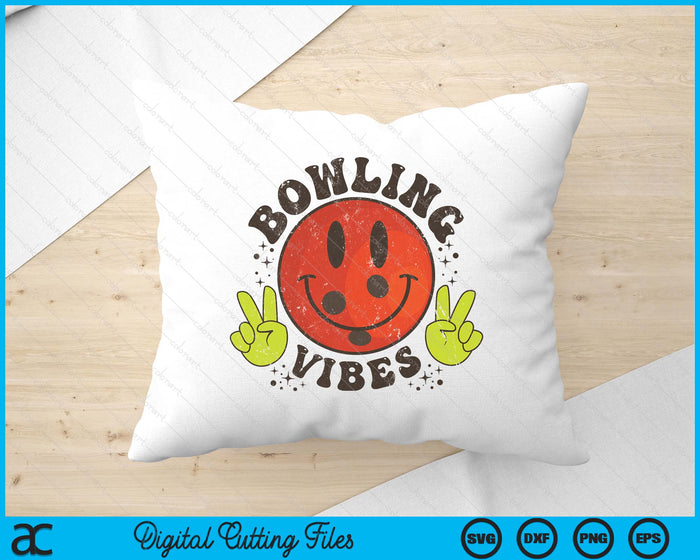 Smile Face Bowling Vibes Game Day Bowling Life SVG PNG Digital Printable Files