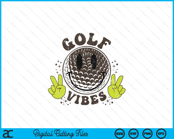 Smile face golf vibes, game day golf life SVG PNG cut file for Cricut
