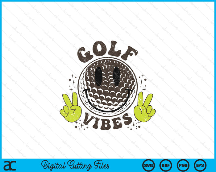 Smile Face Golf Vibes, Game Day Golf Life SVG PNG Digital Printable Files