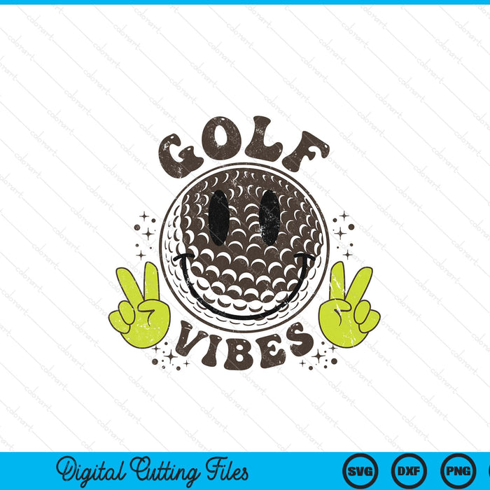 Smile face golf vibes, game day golf life SVG PNG cut file for Cricut