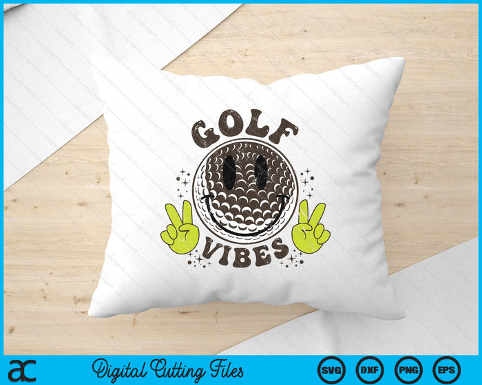 Smile Face Golf Vibes, Game Day Golf Life SVG PNG Digital Printable Files