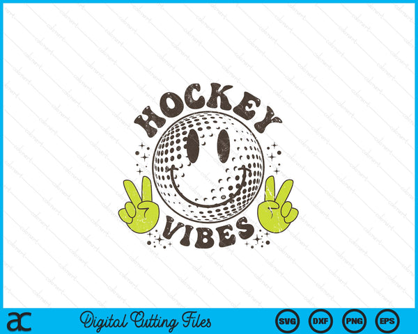 Smile face hockey vibes game day hockey life SVG PNG cut file for Cricut
