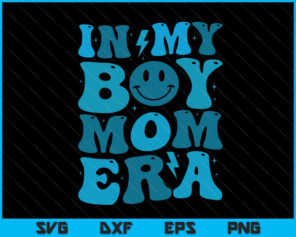 Smile face in my boy mom era groovy mom of boys SVG cut file